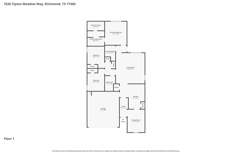 1,895/Mo, 7626 Tipton Meadow Way Richmond, TX 77469 Floor Plan View