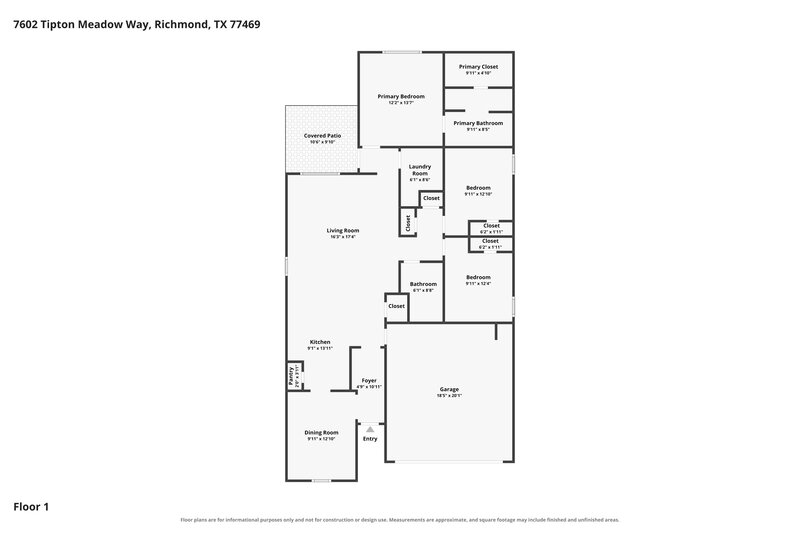 1,895/Mo, 7602 Tipton Meadow Way Richmond, TX 77469 Floor Plan View