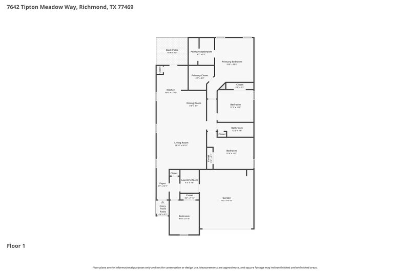 1,945/Mo, 7642 Tipton Meadow Way Richmond, TX 77469 Floor Plan View