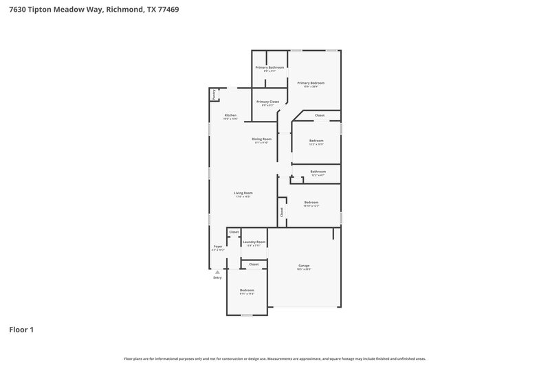 1,895/Mo, 7630 Tipton Meadow Way Richmond, TX 77469 Floor Plan View