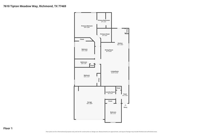 2,040/Mo, 7610 Tipton Meadow Way Richmond, TX 77469 Floor Plan View