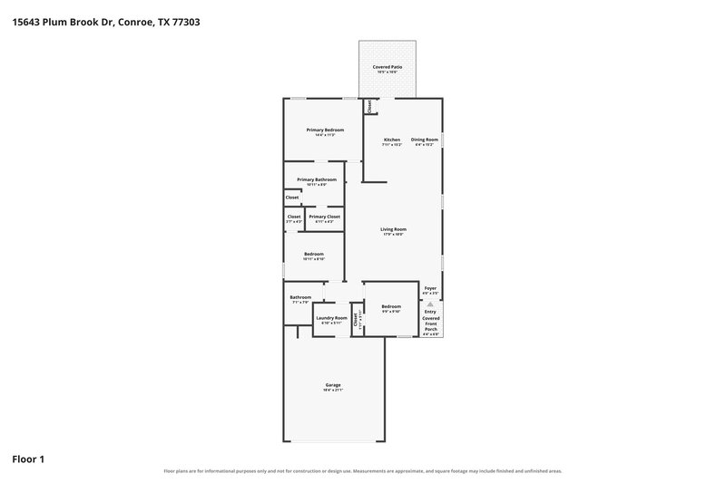 1,580/Mo, 15643 Plum Brook Dr Conroe, TX 77303 Floor Plan View