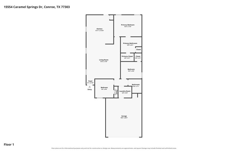 1,520/Mo, 15554 Caramel Springs Dr Conroe, TX 77303 Floor Plan View
