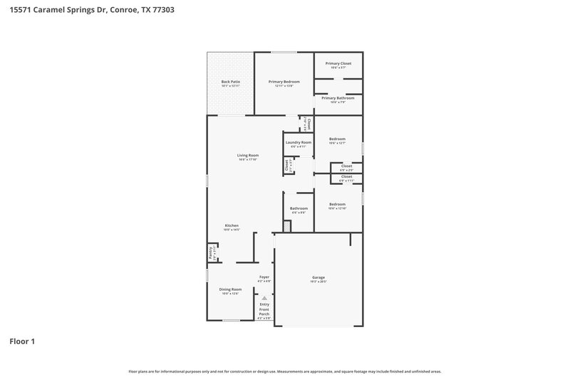 1,695/Mo, 15571 Caramel Springs Dr Conroe, TX 77303 Floorplan View