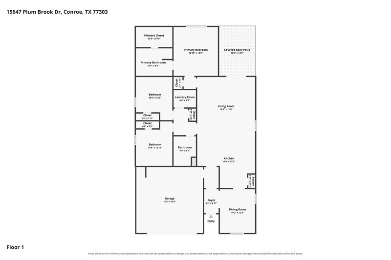 1,565/Mo, 15647 Plum Brook Dr Conroe, TX 77303 Floor Plan View