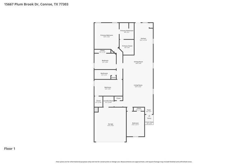1,840/Mo, 15667 Plum Brook Dr Conroe, TX 77303 Floorplan View