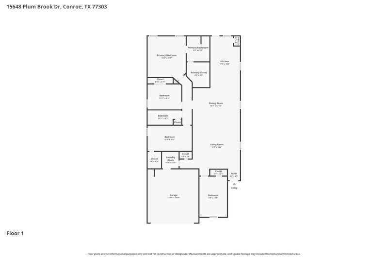 1,840/Mo, 15648 Plum Brook Dr Conroe, TX 77303 Floorplan View