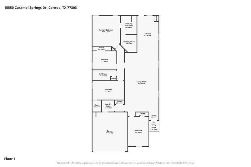 1,650/Mo, 15550 Caramel Springs Dr Conroe, TX 77303 Floor Plan View
