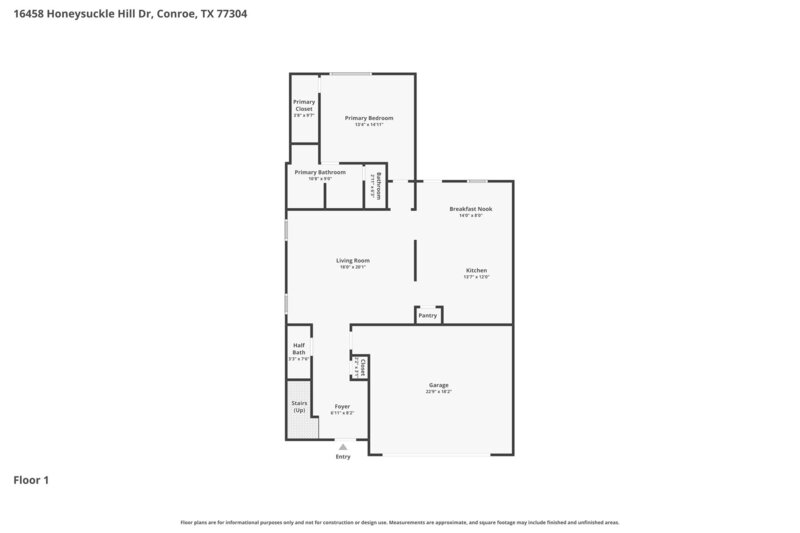 2,035/Mo, 16458 Honeysuckle Hill Dr Conroe, TX 77303 Floorplan View