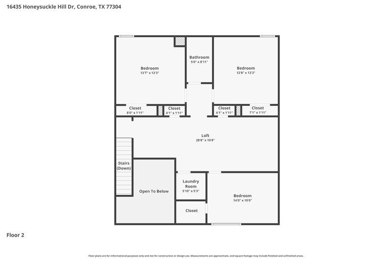 2,035/Mo, 16435 Honeysuckle Hill Dr Conroe, TX 77303 Floorplan View