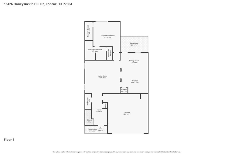 2,035/Mo, 16426 Honeysuckle Hill Dr Conroe, TX 77303 Floor Plan View