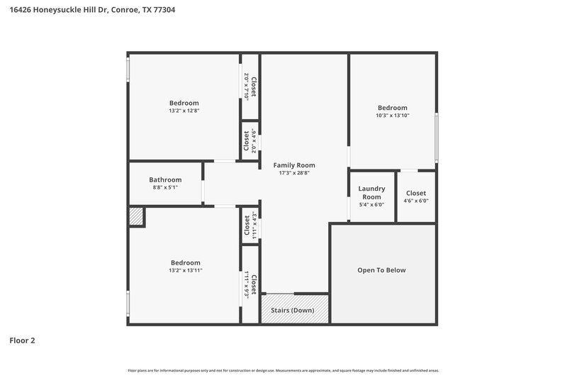 2,035/Mo, 16426 Honeysuckle Hill Dr Conroe, TX 77303 Floor Plan View 2