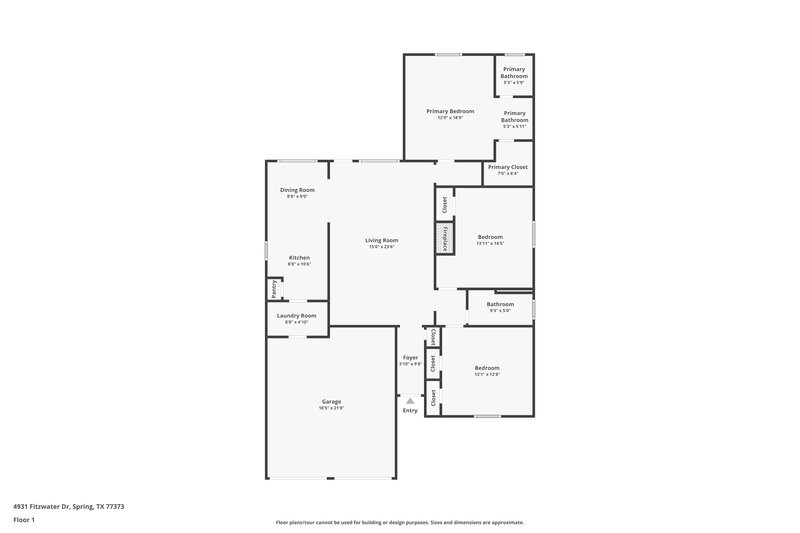 1,665/Mo, 4931 Fitzwater Dr Spring, TX 77373 Floor Plan View