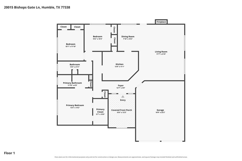 1,765/Mo, 20015 Bishops Gate Ln Humble, TX 77338 Floor Plan View