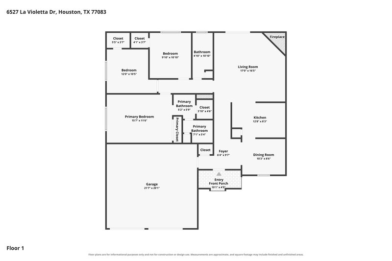 1,750/Mo, 6527 La Violetta Dr Houston, TX 77083 Floor Plan View