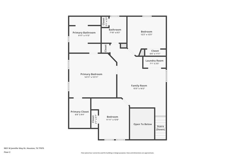 1,900/Mo, 9831 W Jennifer Way Dr Houston, TX 77075 Floor Plan View 2