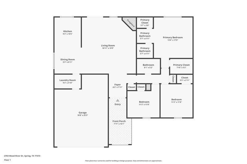 1,490/Mo, 2703 Wood River Dr Spring, TX 77373 Floor Plan View