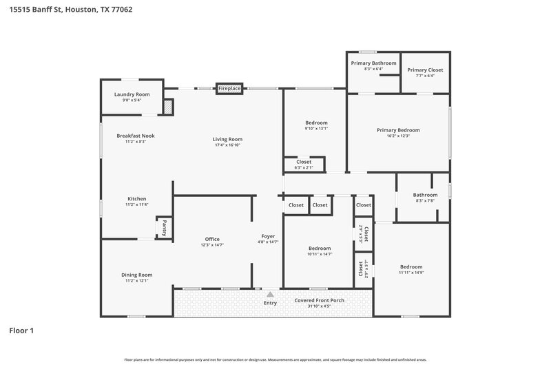 2,270/Mo, 15515 Banff St Houston, TX 77062 Floor Plan View