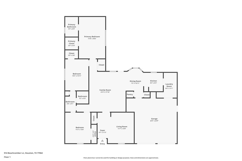1,810/Mo, 914 Beachcomber Ln Houston, TX 77062 Floor Plan View