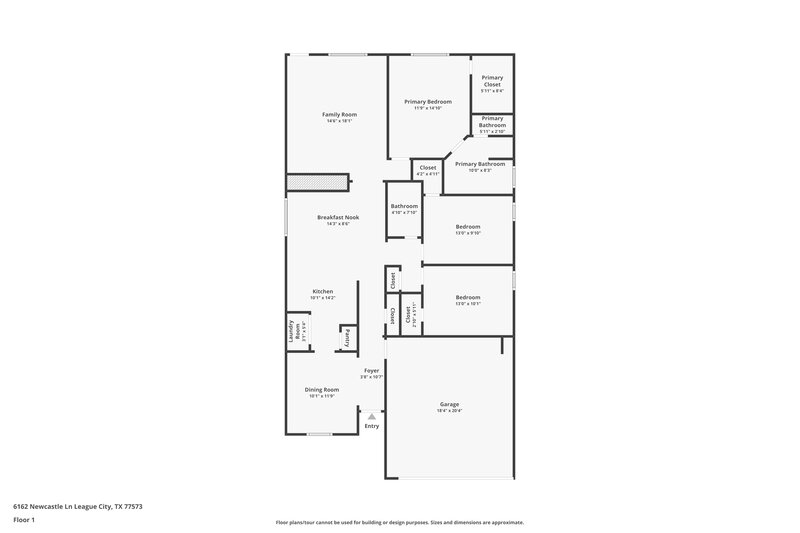 2,040/Mo, 6162 Newcastle Ln League City, TX 77573 Floor Plan View