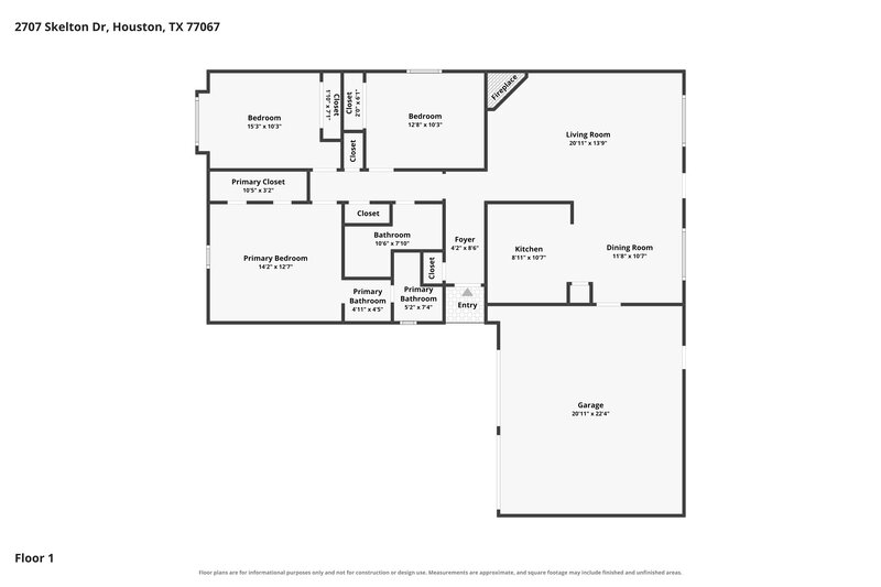 1,555/Mo, 2707 Skelton Dr Houston, TX 77067 Floor Plan View