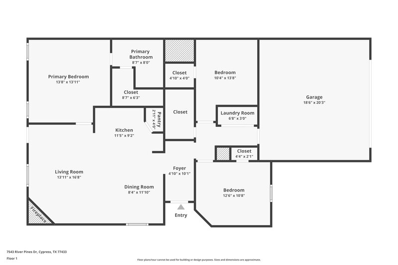 1,935/Mo, 7543 River Pines Dr Cypress, TX 77433 Floor Plan View