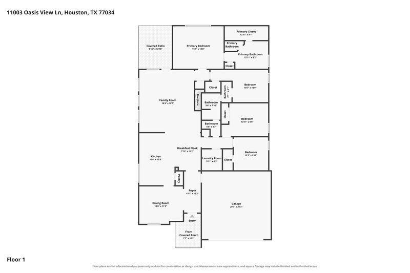 2,150/Mo, 11003 Oasis View Ln Houston, TX 77034 Floor Plan View