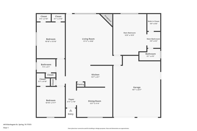 1,780/Mo, 4419 Burkegate Dr Spring, TX 77373 Floor Plan View
