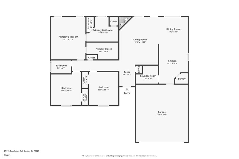 1,610/Mo, 23115 Sandpiper Trl Spring, TX 77373 Floorplan View
