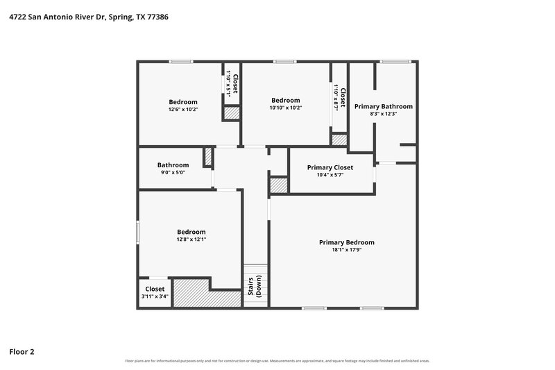1,825/Mo, 4722 San Antonio River Dr Spring, TX 77386 Floor Plan View 2