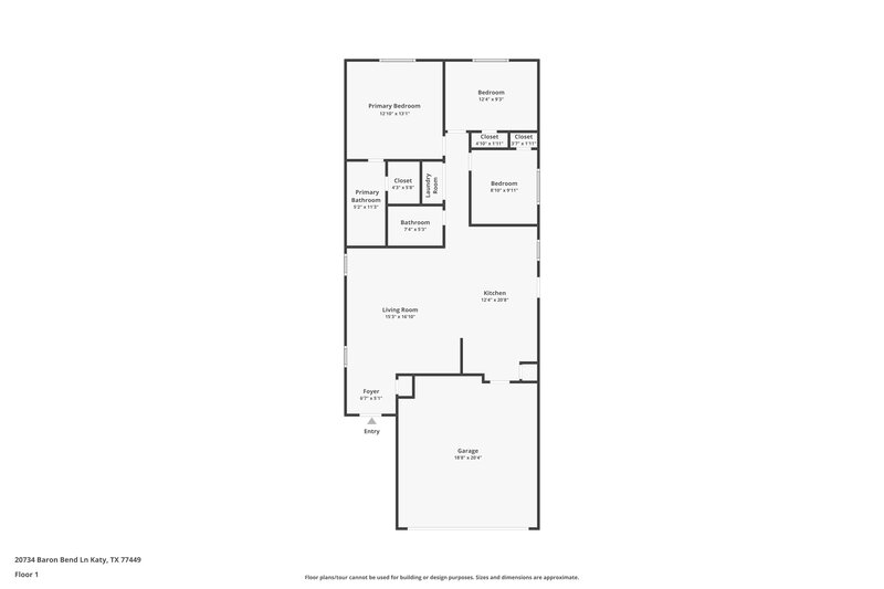 1,750/Mo, 20734 Baron Bend Ln Katy, TX 77449 Floor Plan View