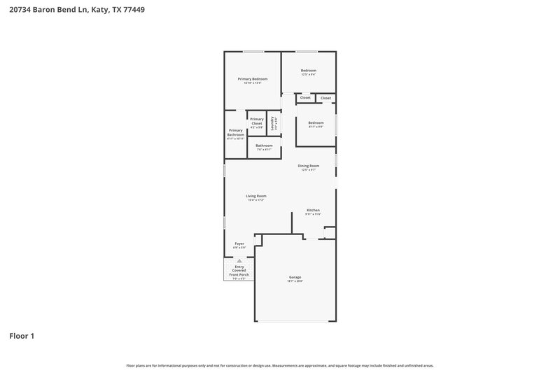 1,675/Mo, 20734 Baron Bend Ln Katy, TX 77449 Floor Plan View