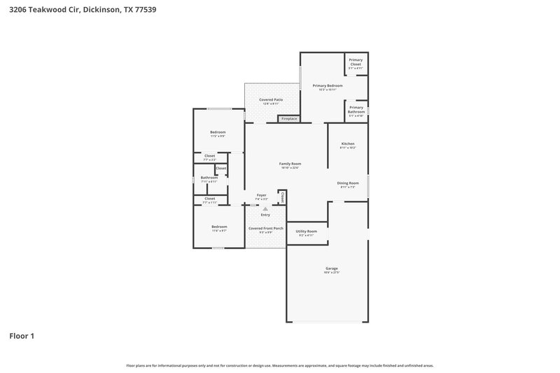 1,875/Mo, 3206 Teakwood Cir Dickinson, TX 77539 Floor Plan View