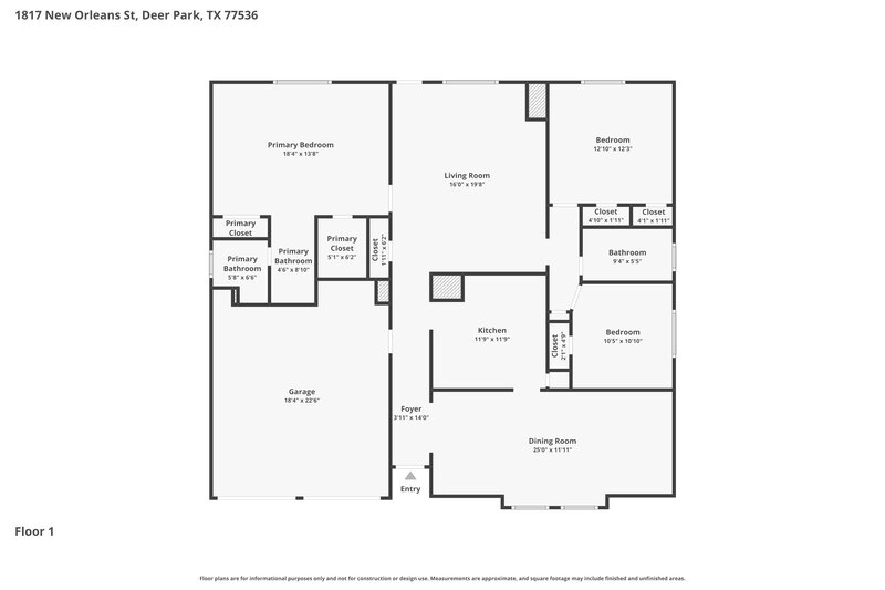 2,230/Mo, 1817 New Orleans St Deer Park, TX 77536 Floor Plan View