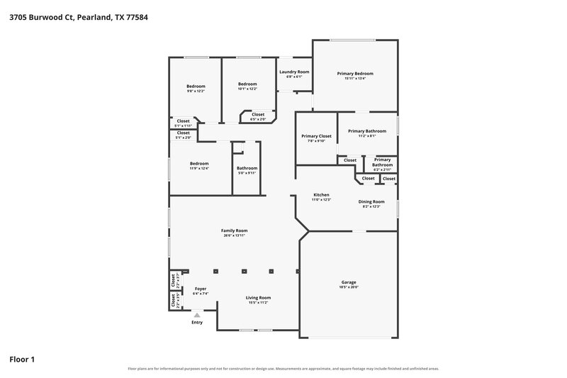 2,270/Mo, 3705 Burwood Ct Pearland, TX 77584 Floorplan View