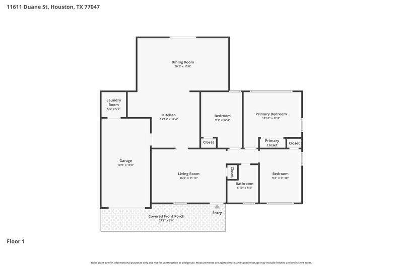 1,550/Mo, 11611 DUANE St Houston, TX 77047 Floor Plan View