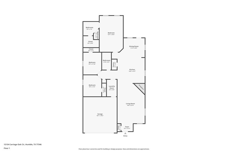 1,940/Mo, 12134 Carriage Oak Humble, TX 77346 Floor Plan View