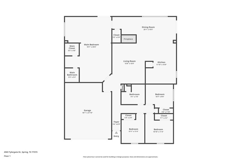 1,915/Mo, 4503 Tylergate Drive Spring, TX 77373 Floor Plan View