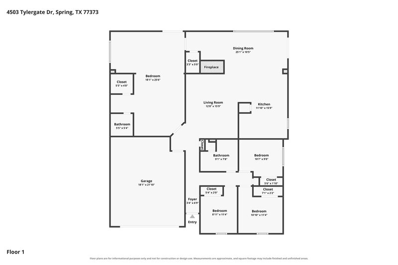 1,695/Mo, 4503 Tylergate Drive Spring, TX 77373 Floor Plan View