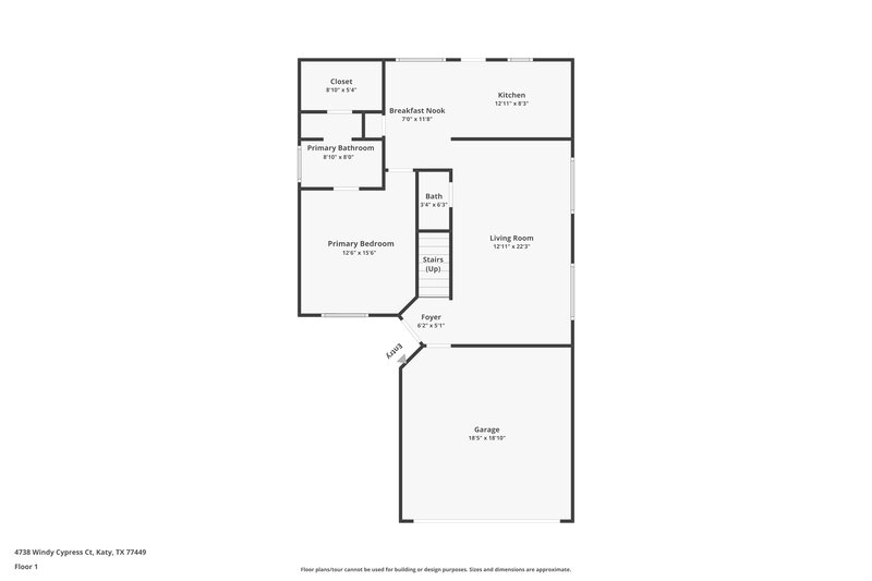 1,655/Mo, 4738 Windy Cypress Court Katy, TX 77449 Floor Plan View
