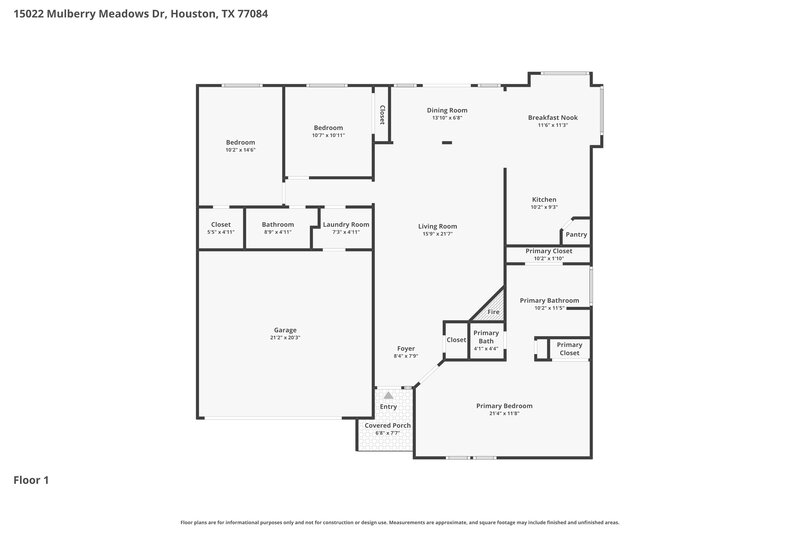 1,905/Mo, 15022 Mulberry Meadows Drive Houston, TX 77084 Floor Plan View
