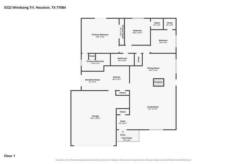 1,880/Mo, 5322 Windsong Trail Houston, TX 77084 Floor Plan View