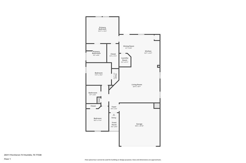1,900/Mo, 20311 Percheron Trail Humble, TX 77338 Floor Plan View