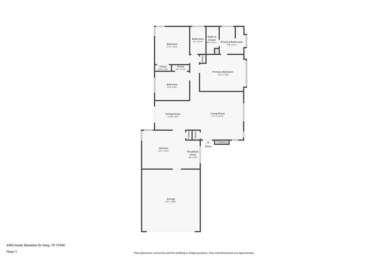 1,825/Mo, 4303 Hawk Meadow Drive Katy, TX 77449 Floor Plan View