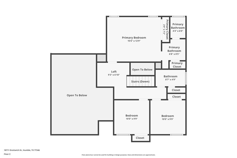 1,715/Mo, 18711 Droitwich Dr Humble, TX 77346 Floor Plan View 2