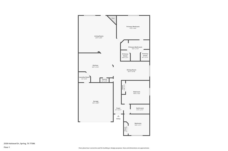 2,020/Mo, 2538 Halstead Drive Spring, TX 77386 Floor Plan View