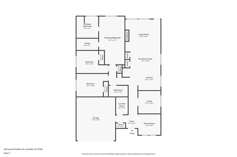 2,105/Mo, 422 Laurel Timbers Drive Houston, TX 77339 Floor Plan View