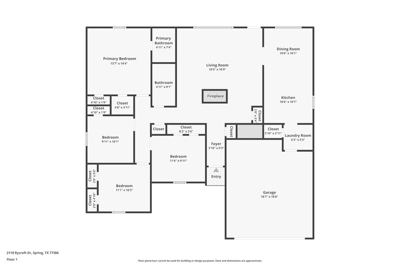 1,935/Mo, 2118 Rycroft Drive Spring, TX 77386 Floor Plan View