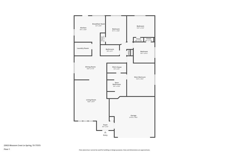 1,950/Mo, 23923 Blossom Crest Lane Spring, TX 77373 Floor Plan View