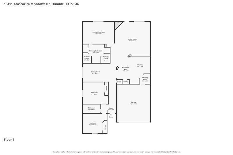 1,955/Mo, 18411 Atascocita Meadows Drive Humble, TX 77346 Floor Plan View